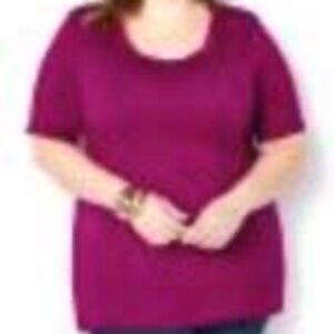 T-SHIRT, MADE IN CANADA!!, TWISTED NECKLINE, BEETROOT (Purple), SIZE 5X, RELAXED